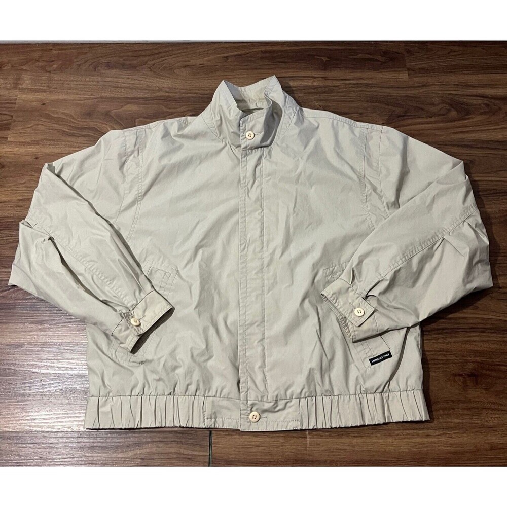 VTG Members Only Classic Full Zip Beige Jacket Mens Size EU 46 US XL Cotton FLAW